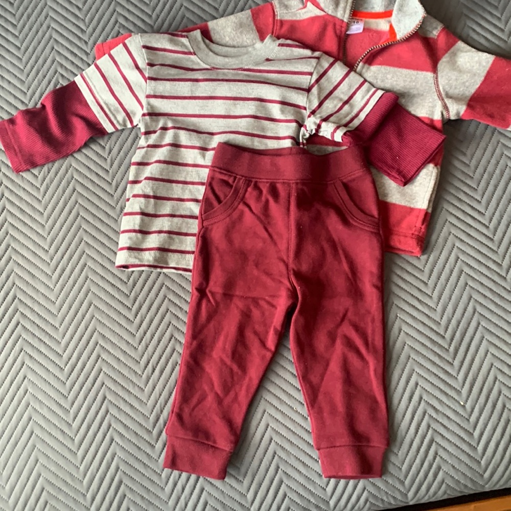Garanimals and Carters shirt, joggers and fleece